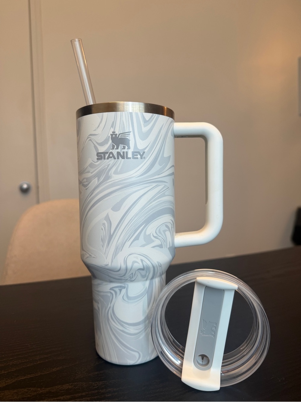 Stanley White Marble Swirl Stainless Steel Travel Mug with Handle